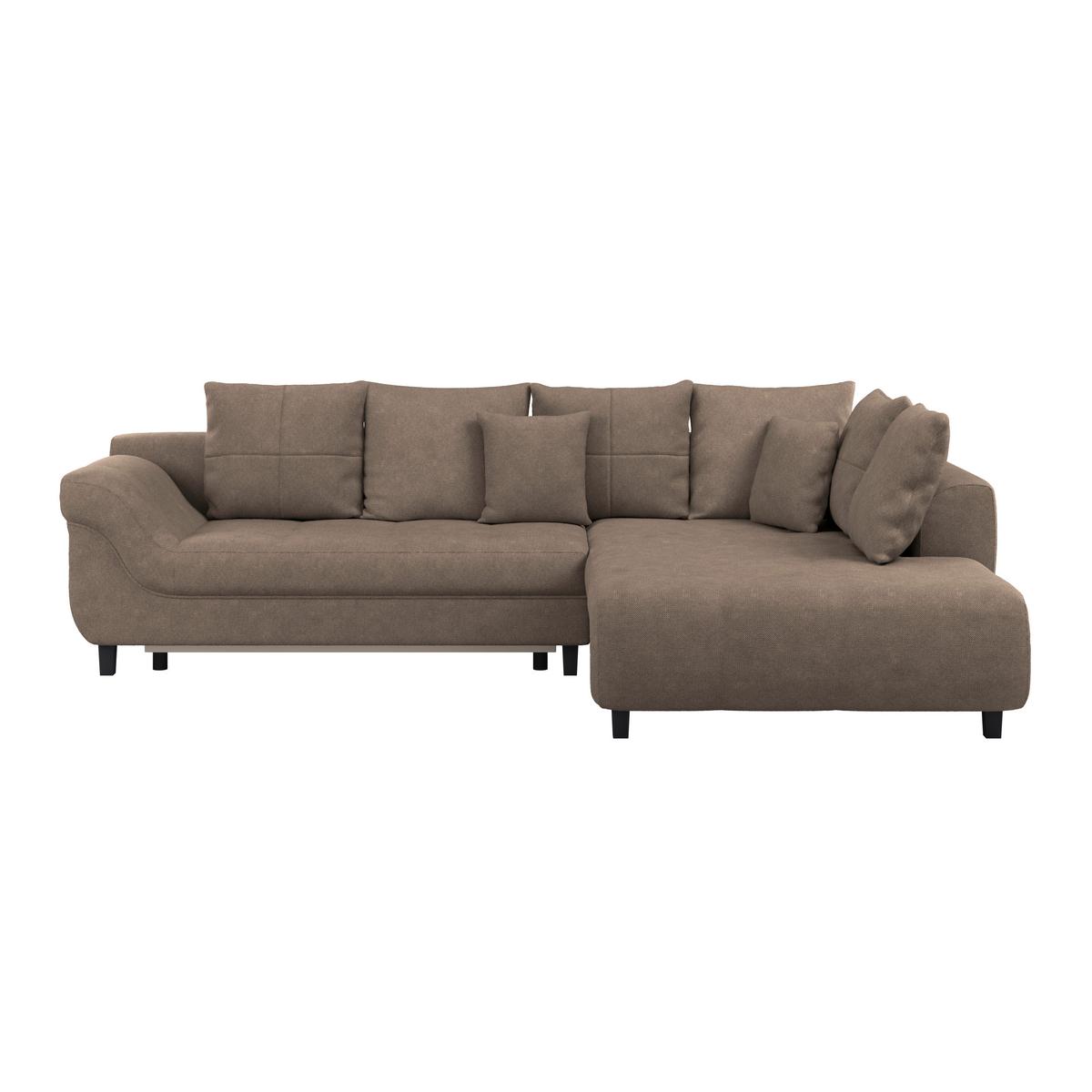 Ecksofa Mit Schlaffunktion & Bettkasten Mendoza Braun - Schwarz/Braun, Design, Textil (309/197cm) - Ondega