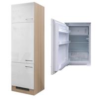 Kühlschrank-Umbauschrank Abaco B: 60 cm Perlmutt - Perlmutt/Akaziefarben, MODERN, Holzwerkstoff (60/200/57,1cm) - FlexWell