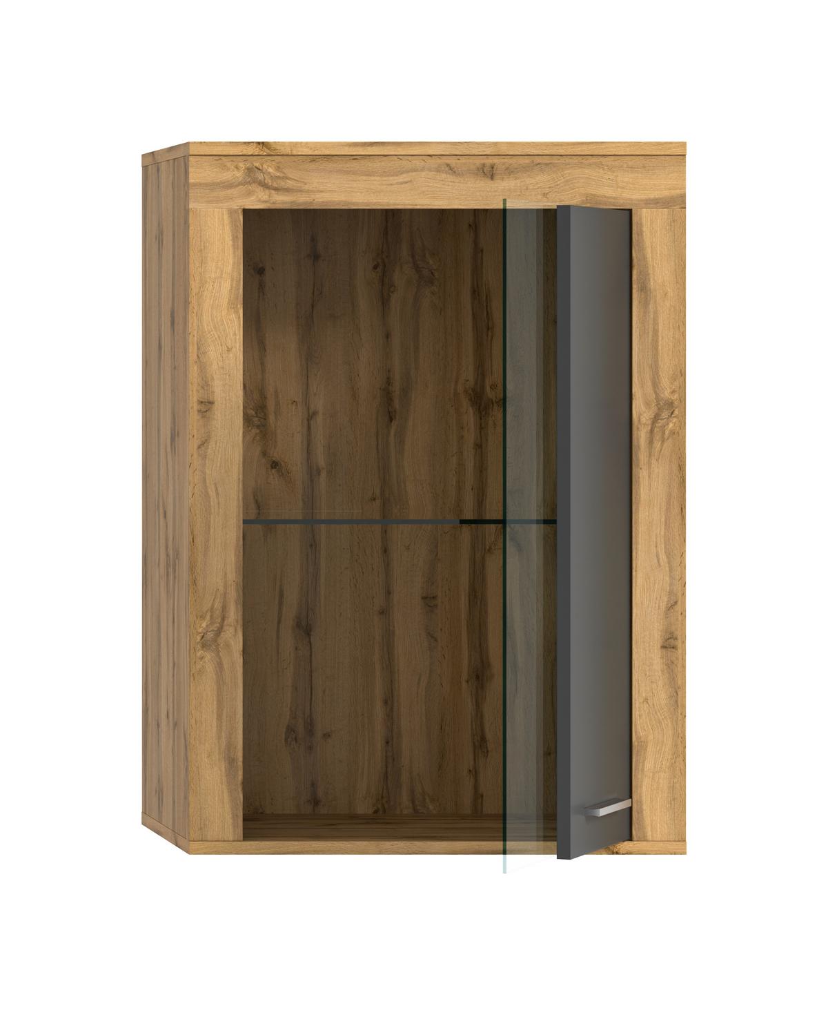 Vitrine Jam Anthrazit/eiche Dekor B: 86 Cm - Anthrazit/Eiche Wotan, Design, Glas/Holzwerkstoff (86/60/35cm) - MID.YOU