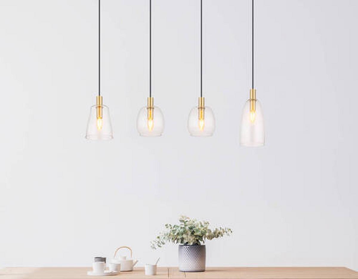 Hängeleuchte 15789-4hm - Messingfarben, KONVENTIONELL, Glas/Metall (107/16/120cm) - Globo