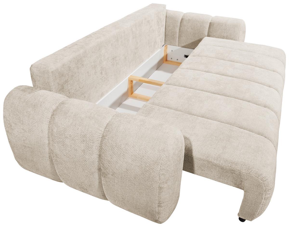 Schlafsofa Bubble Beige B: 256 Cm - Beige/Schwarz, Design, Textil (256/76/112cm) - MID.YOU