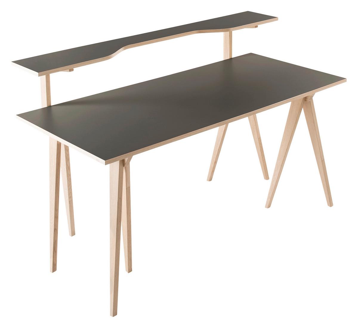 Schreibtisch Berliner Bock - Schlammfarben/Eichefarben, Design, Holz/Holzwerkstoff (160/75/100cm) - Sudbrock