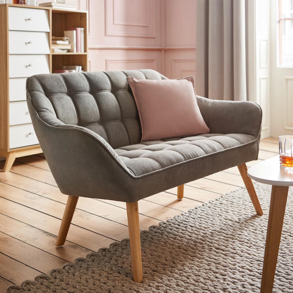 Dvojmiestna pohovka Monique, sivá - sivá, Modern, drevo/textil (127/76/74,5cm) - Modern Living