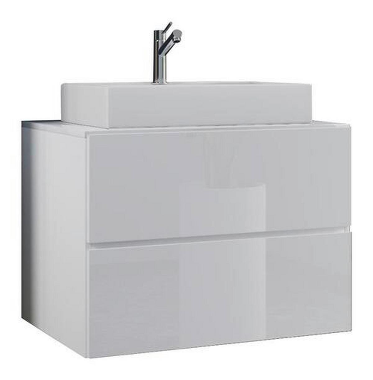 Waschbecken mit Unterschrank B: 80 cm Weiß - Weiß, MODERN, Keramik/Holzwerkstoff (80cm) - MID.YOU