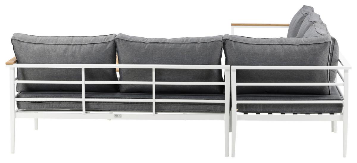 Loungegarnitur 2-Tlg Mexico Teakholz/Metall mit Kissen - Weiß, KONVENTIONELL, Holz/Metall (233/233cm) - Gardenson