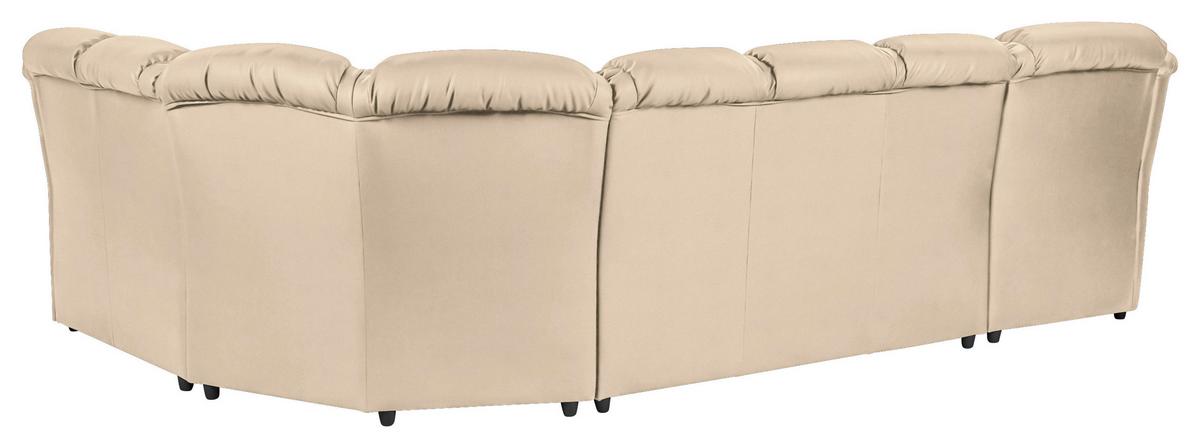 Wohnlandschaft Boston Beige Lederlook - Beige/Schwarz, KONVENTIONELL, Textil (165/333/216cm) - Livetastic