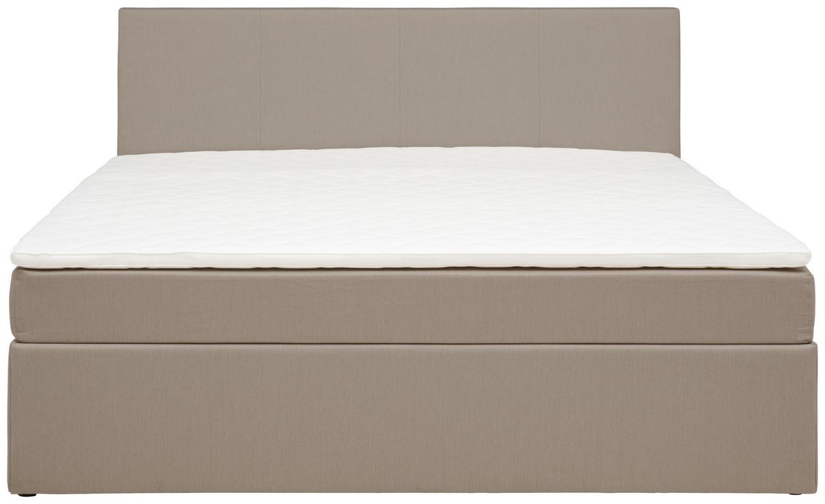 Boxbett mit Topper 200x200 cm Carolina - Sandfarben/Schwarz, Basics, Holz/Textil (200/200cm) - P & B