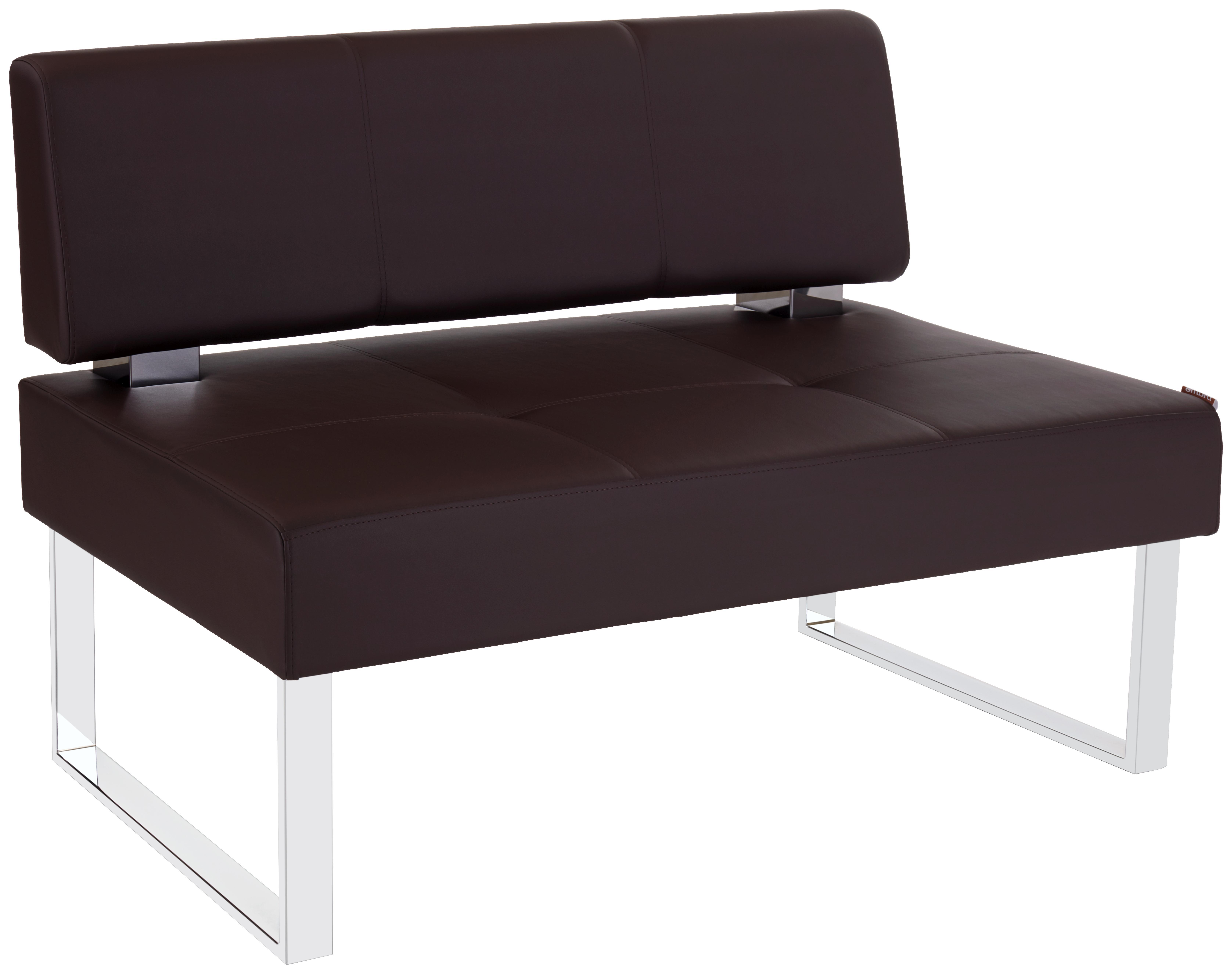 Sitzbank Rab Br - Dunkelbraun, MODERN, Leder/Metall (140/50/62cm) - Ombra