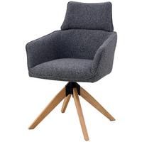 Armlehnstuhl Maris Webstoff Anthrazit, B: 60 cm - Anthrazit/Naturfarben, KONVENTIONELL, Holz/Textil (60/94/67cm) - Livetastic