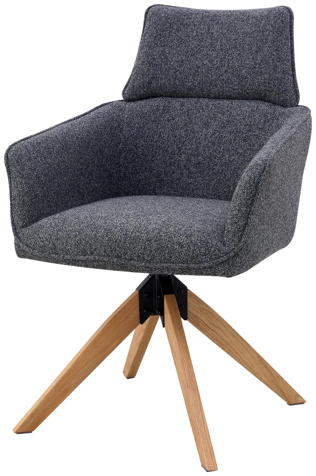 Armlehnstuhl Maris Webstoff Anthrazit, B: 60 cm - Anthrazit/Naturfarben, KONVENTIONELL, Holz/Textil (60/94/67cm) - Livetastic