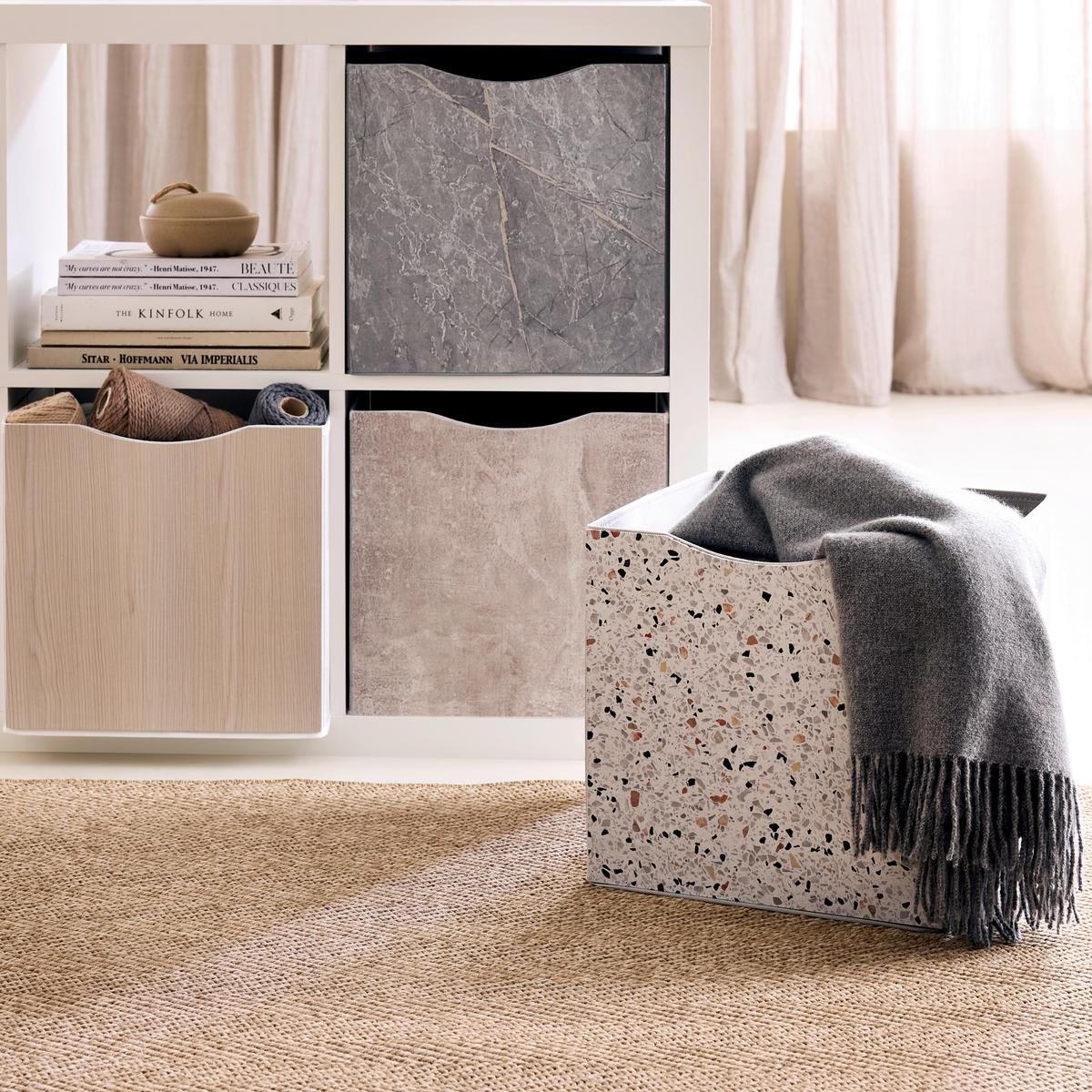 Skládací krabice BETTY - šedá, Konvenční, kompozitní dřevo/textil (33/33/32cm) - Mömax