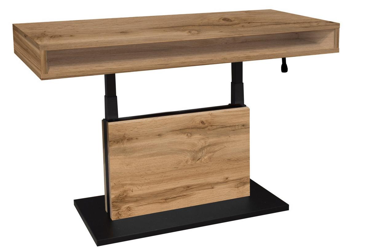 Couchtisch Lift Eiche Artisan/Schwarz B: 110cm - Eiche Wotan/Schwarz, Design, Holzwerkstoff/Metall (110/58-77/60cm) - MID.YOU