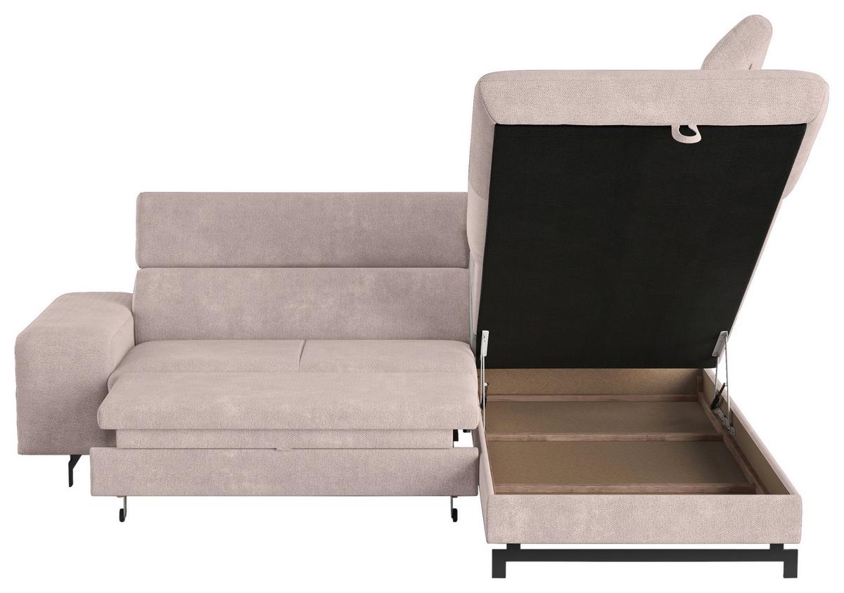 Ecksofa mit Bettkasten Emma Creme 262x215 cm - Creme/Schwarz, Textil (262/215cm) - MID.YOU