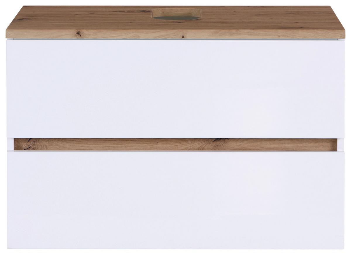 Waschbecken mit Unterschrank Marbella B: 80 cm Weiß - Weiß, MODERN, Keramik/Holzwerkstoff (80/64,5/47cm)