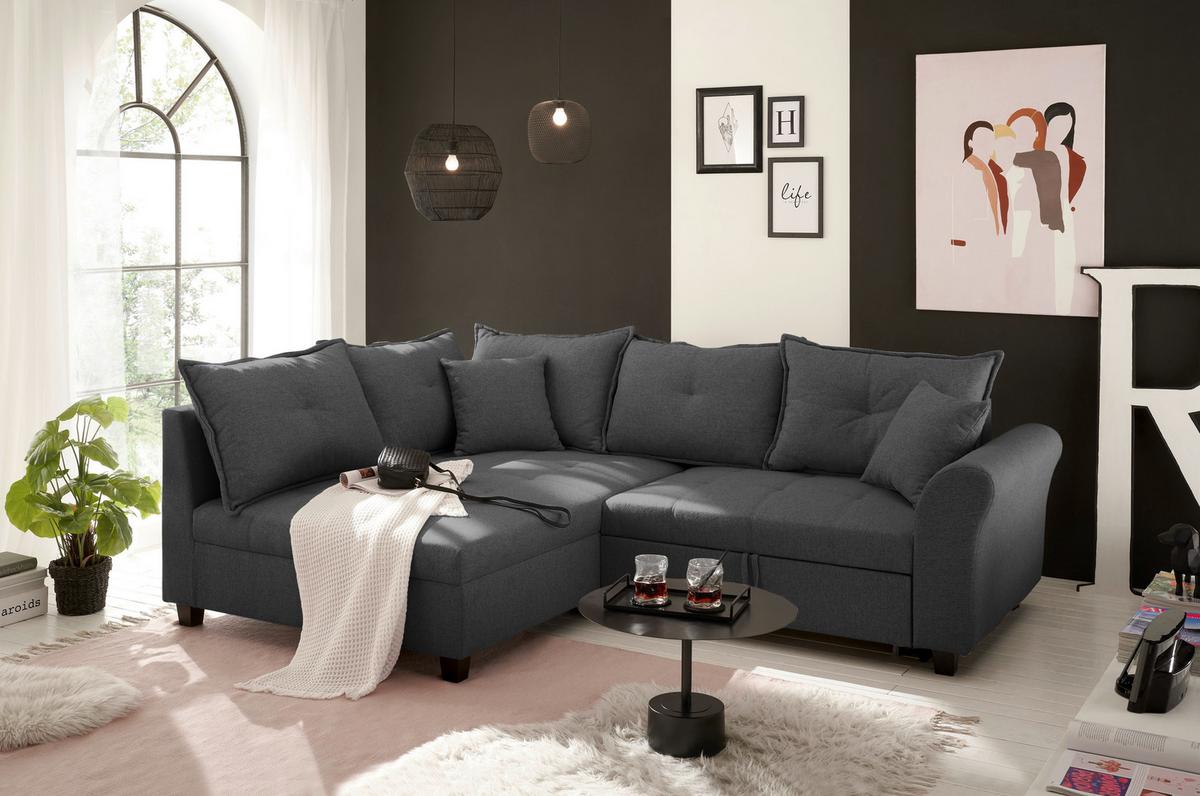 Ecksofa Liz Anthrazit S: 175x252 Cm - Anthrazit/Schwarz, MODERN, Textil (175/252cm) - Livetastic