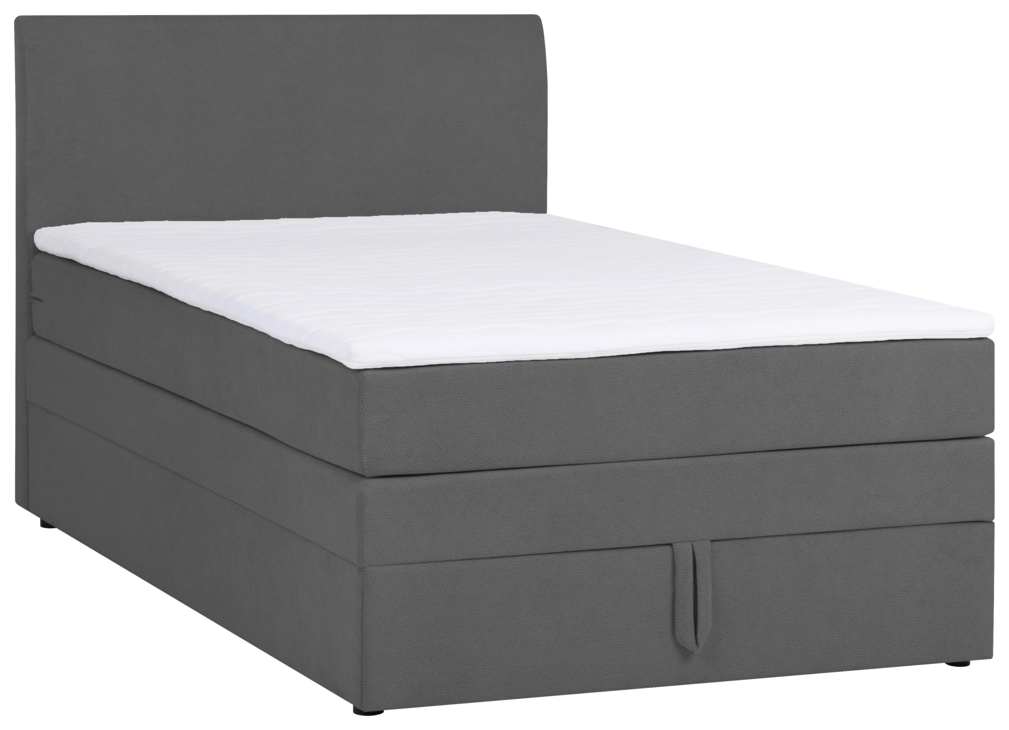Boxspringbett Mit Topper & Bettkasten 120x200 Wickie - Schwarz/Grau, KONVENTIONELL, Holz/Textil (120/200cm)