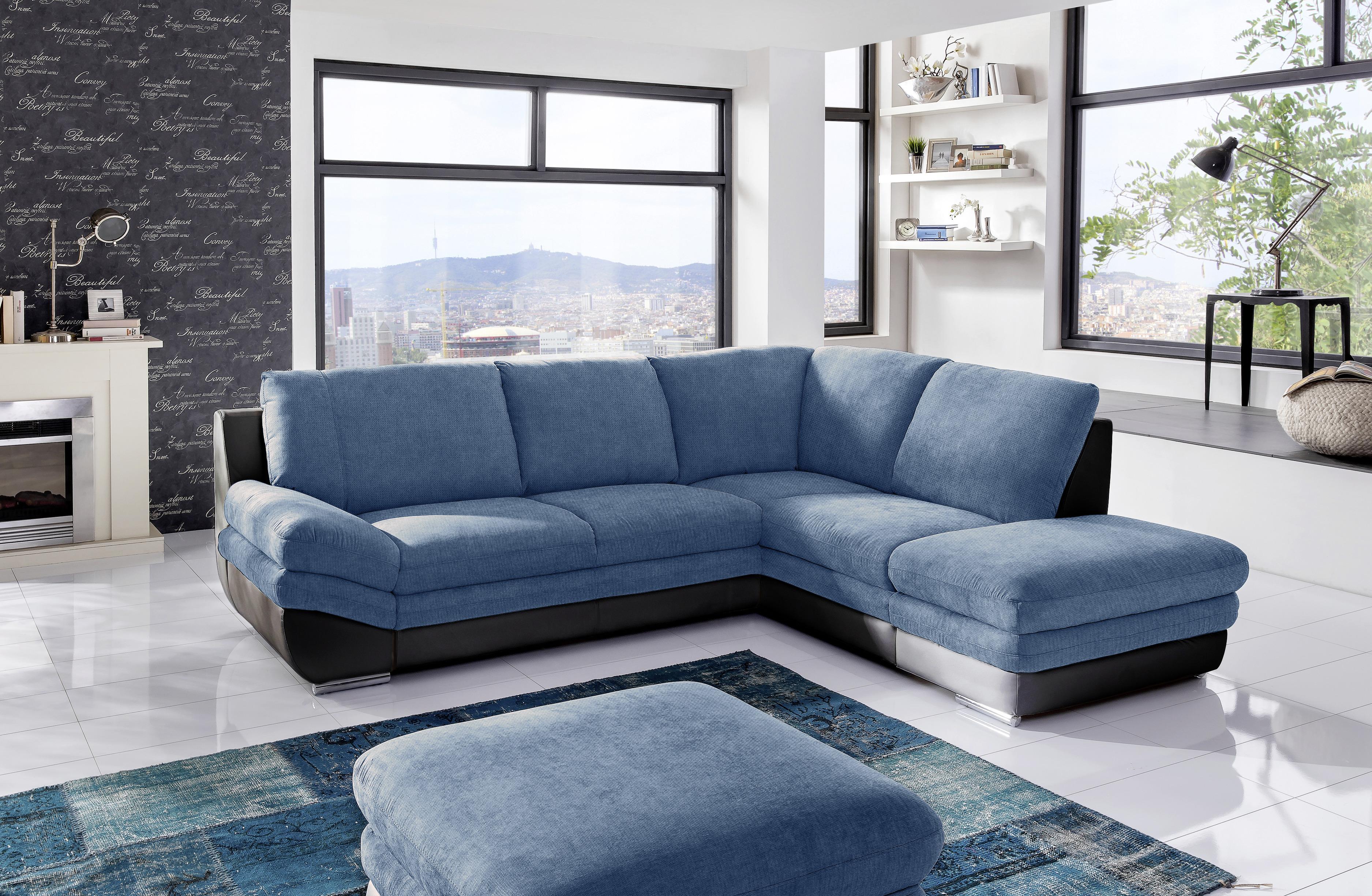 Wohnlandschaft In L-Form Nardo 264x221 cm - Chromfarben/Blau, MODERN, Textil (264/221cm) - MID.YOU
