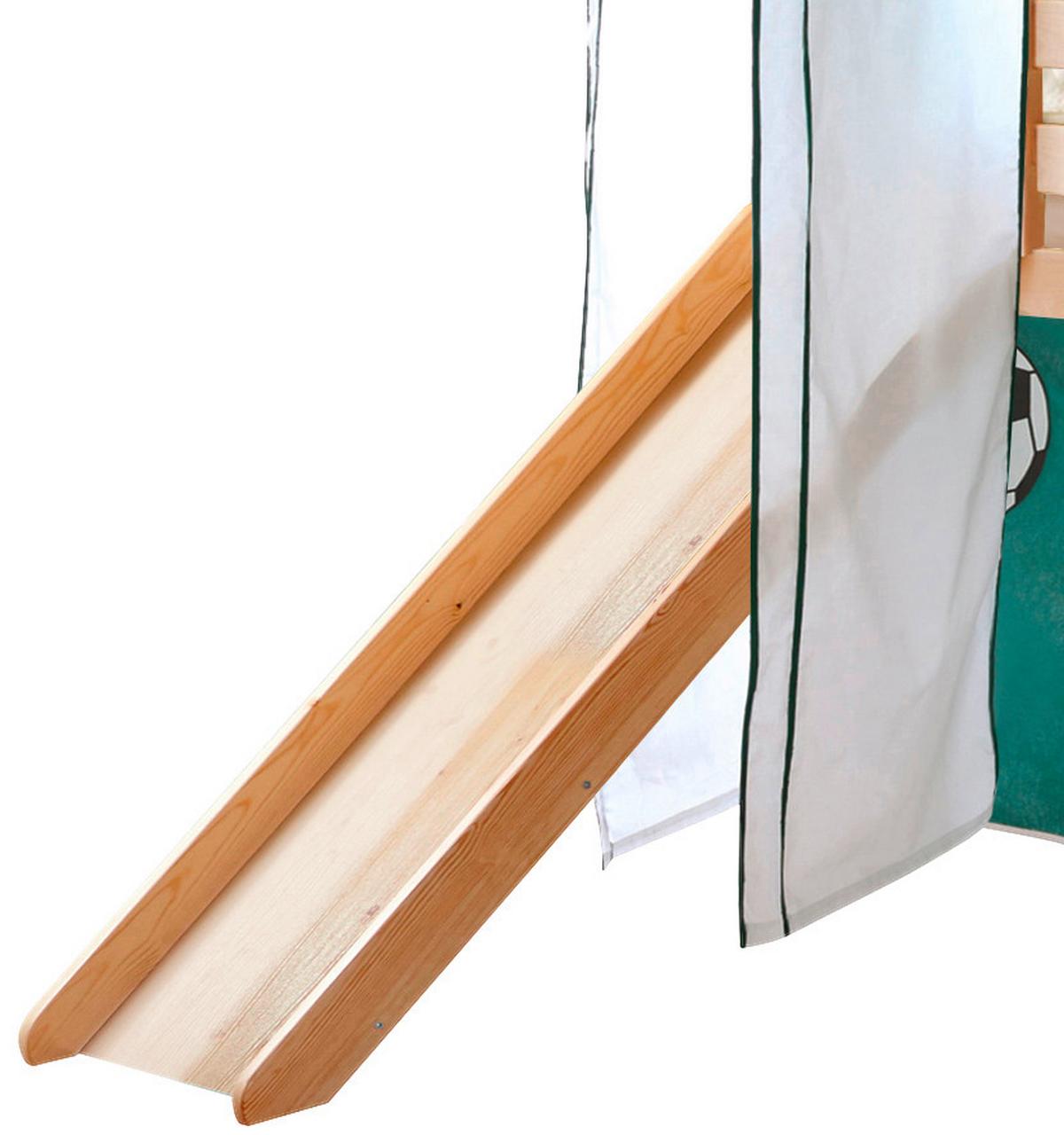 Vyvýšená postel KASPER závěs zelený - barvy borovice/zelená, Natur, dřevo (90/200cm) - MID.YOU