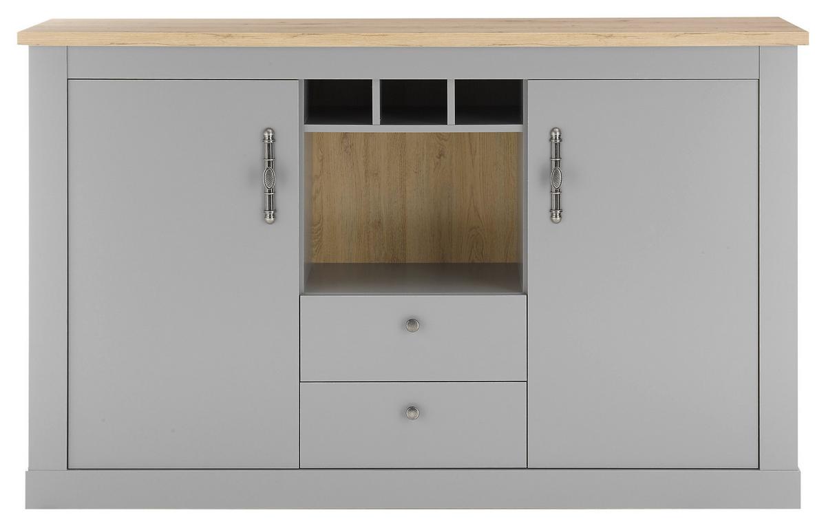 Sideboard Chambord Hellgrau/Eiche Dekor B: 166cm - Eichefarben/Hellgrau, Design, Holzwerkstoff (166/100/44cm) - MID.YOU