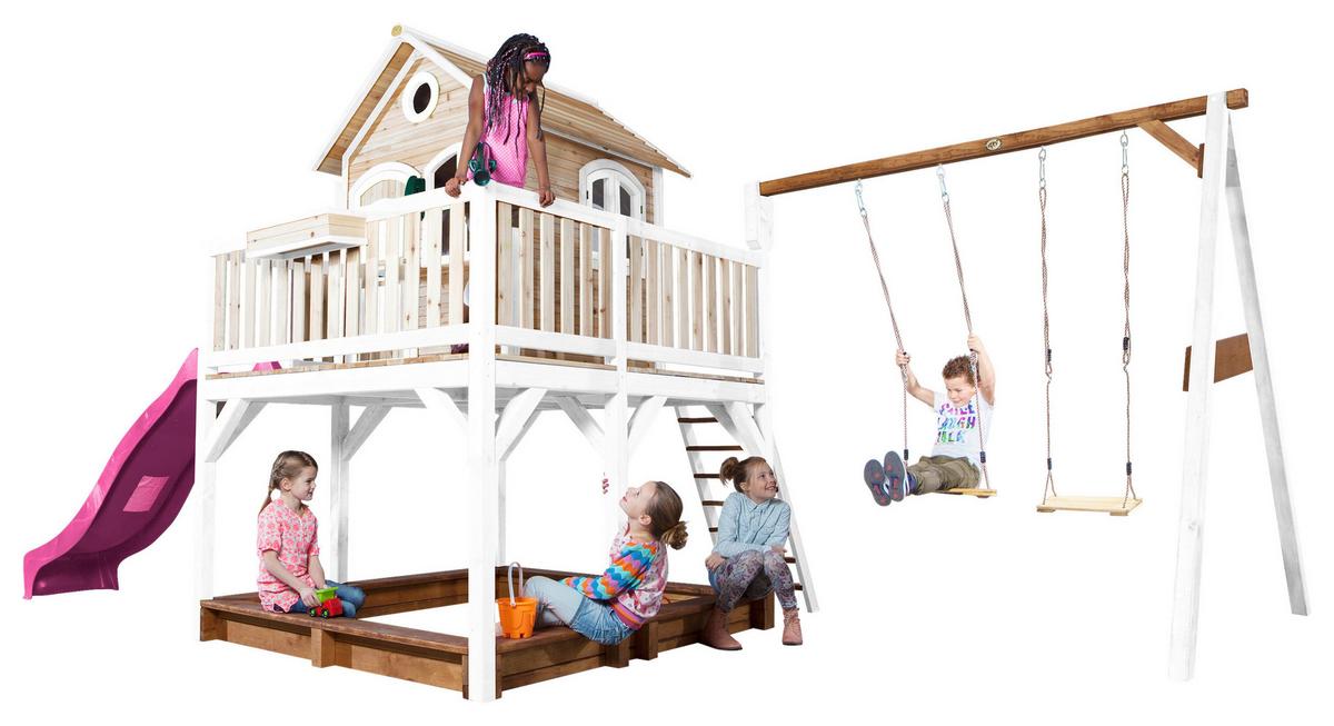 Spielturm A030.153.41 - Lila/Braun, KONVENTIONELL, Holz (613/291/277cm) - Ambia Garden