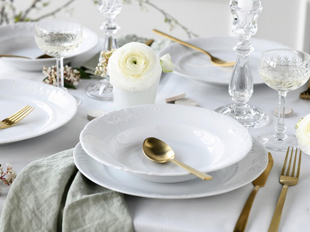 Tafelservice Frederike Weiss Porzellan, 6 Pers., 12-teilig - Weiß, Basics, Keramik - Creatable