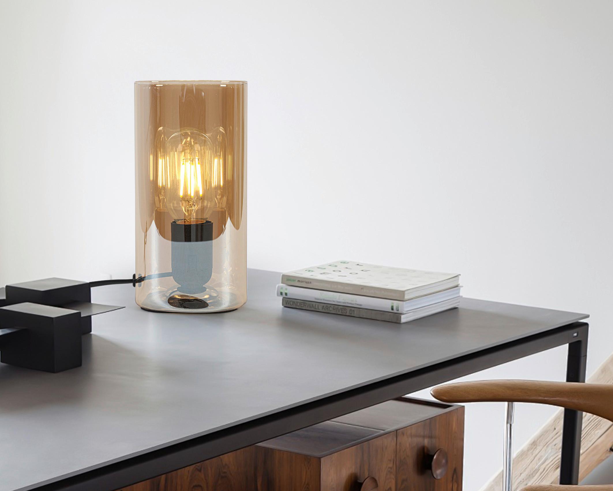 STOLNÍ LAMPA AMBER - jantarové barvy/černá, Moderní, plast/sklo (10/10/20cm) - Mömax