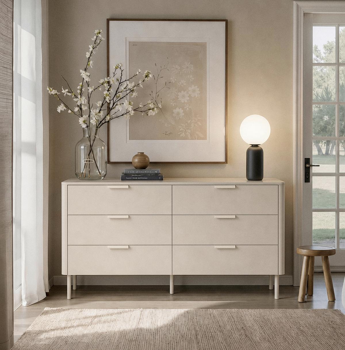 Široká komoda Brenda MDF/Praškovaný kov - kašmírová, Modern, kov/kompozitné drevo (120/85/40cm) - Bessagi Home