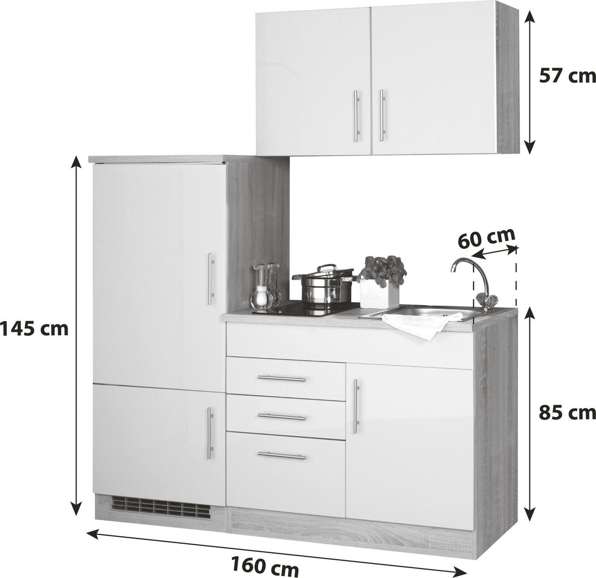 Küchenblock Toronto Creme/Eiche Dekor B: 160 cm - Eichefarben/Creme, MODERN, Holzwerkstoff (160cm) - Held