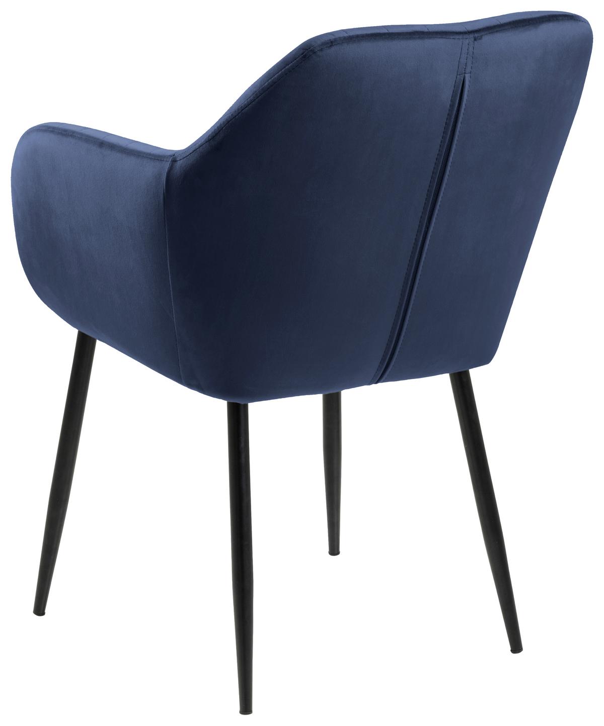Židle s područkami EMILIA tmavě modrá - černá/tmavě modrá, Trend, kov/textil (57/83/59cm) - Ambia Home