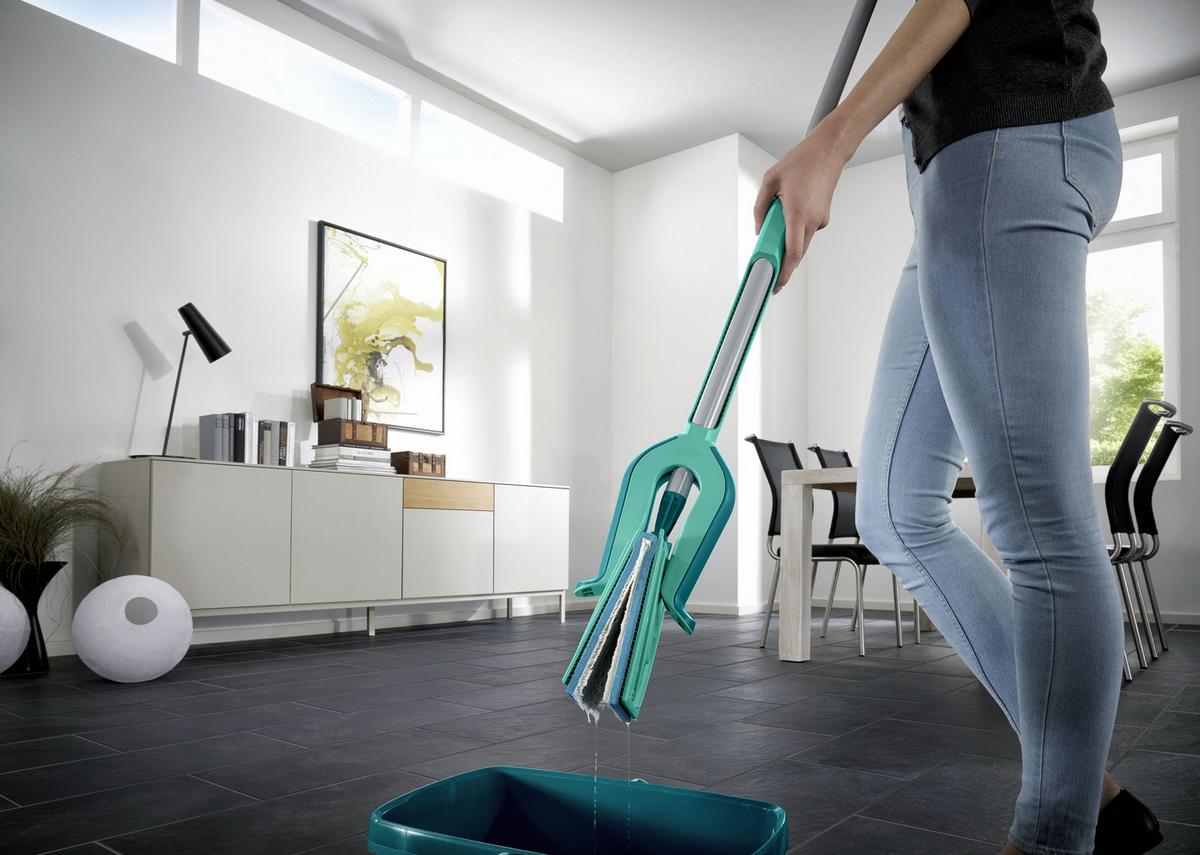 Bodenwischer Picobello M Micro Duo Mit Auswringhilfe - Türkis, Basics, Kunststoff/Textil (32/11/140cm) - Leifheit