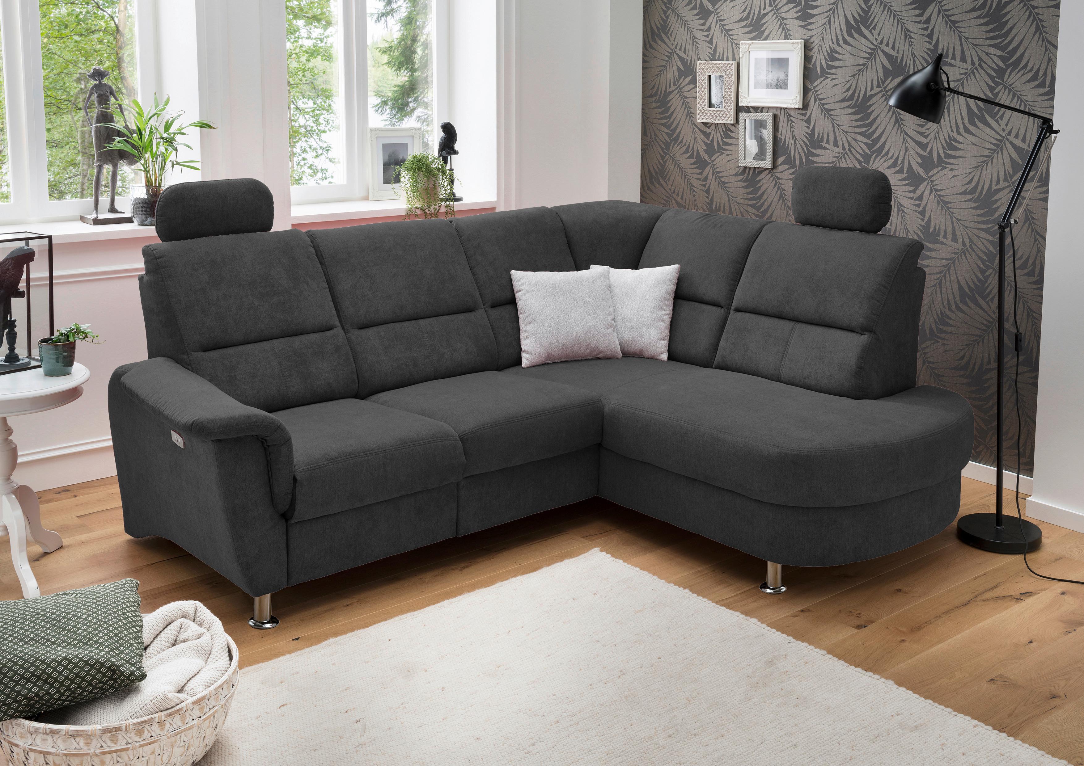 Ecksofa Parole Schwarz S: 231/184 cm - Chromfarben/Schwarz, KONVENTIONELL, Textil (231/184cm) - Livetastic