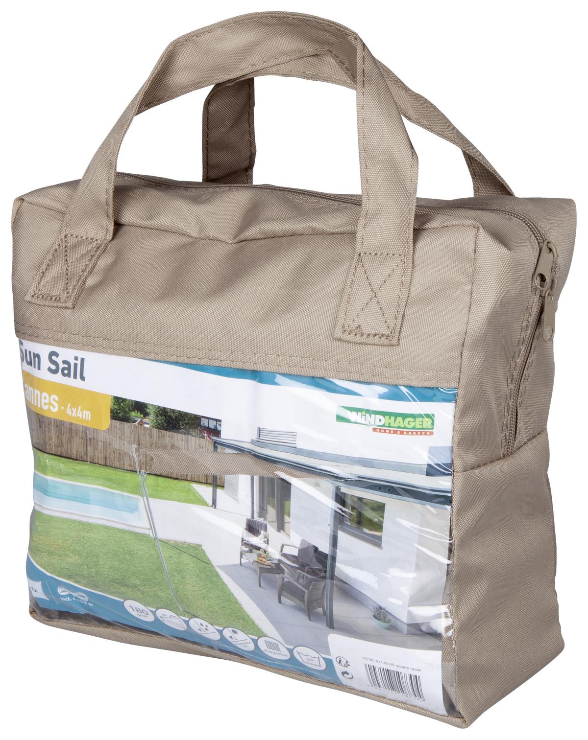 Sonnensegel Quadrat 4x4 m - Taupe, Basics, Kunststoff (400/400cm)