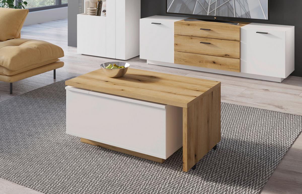 Couchtisch Dalano Weiß/eichefarben B: 95 Cm - Eichefarben/Weiß, Trend, Holzwerkstoff (95/45,3/54cm) - MID.YOU