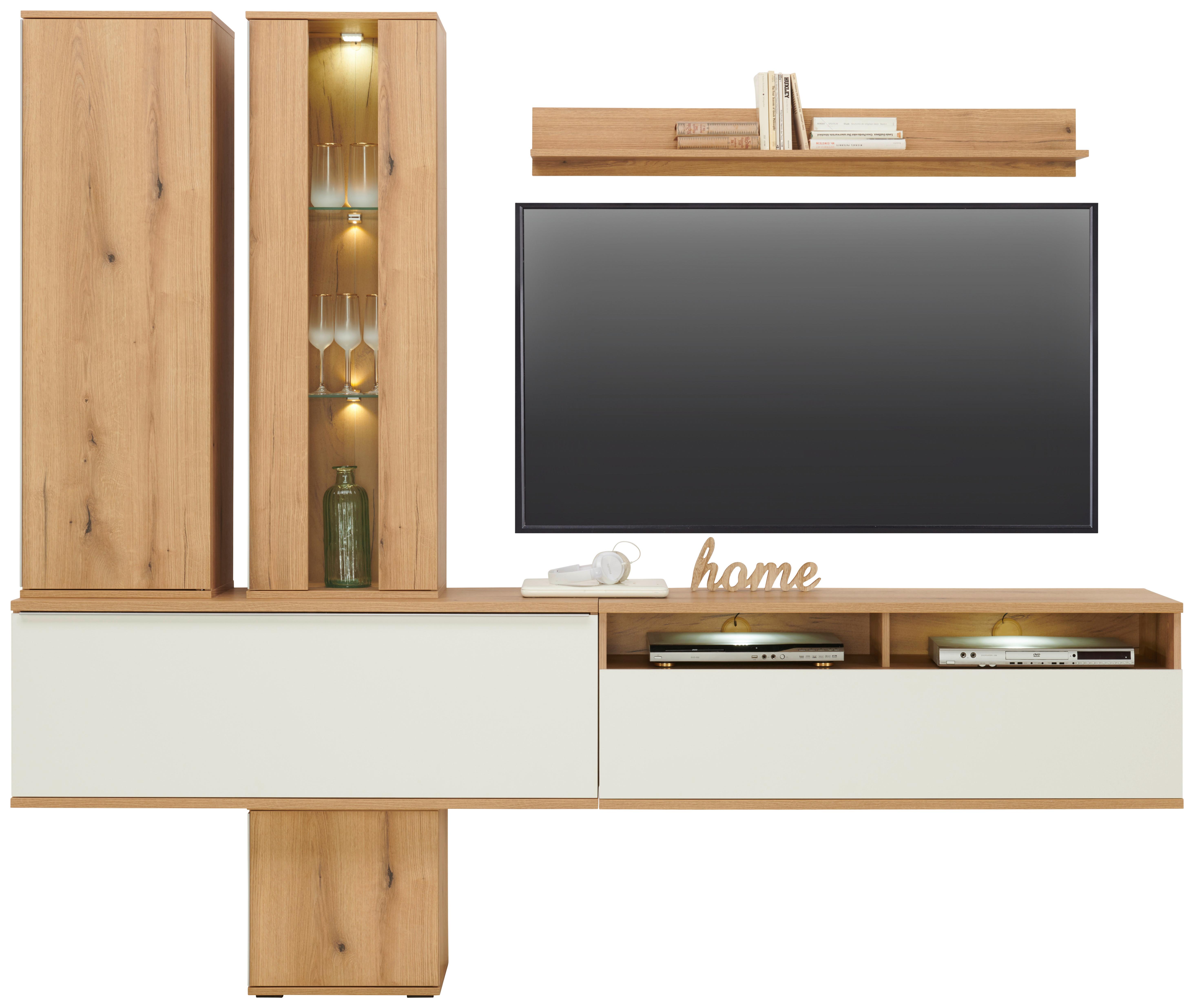 Wohnkombination 6 -Teilig. Power Alpinweiß - MODERN, Holzwerkstoff (255/219,2/40cm)