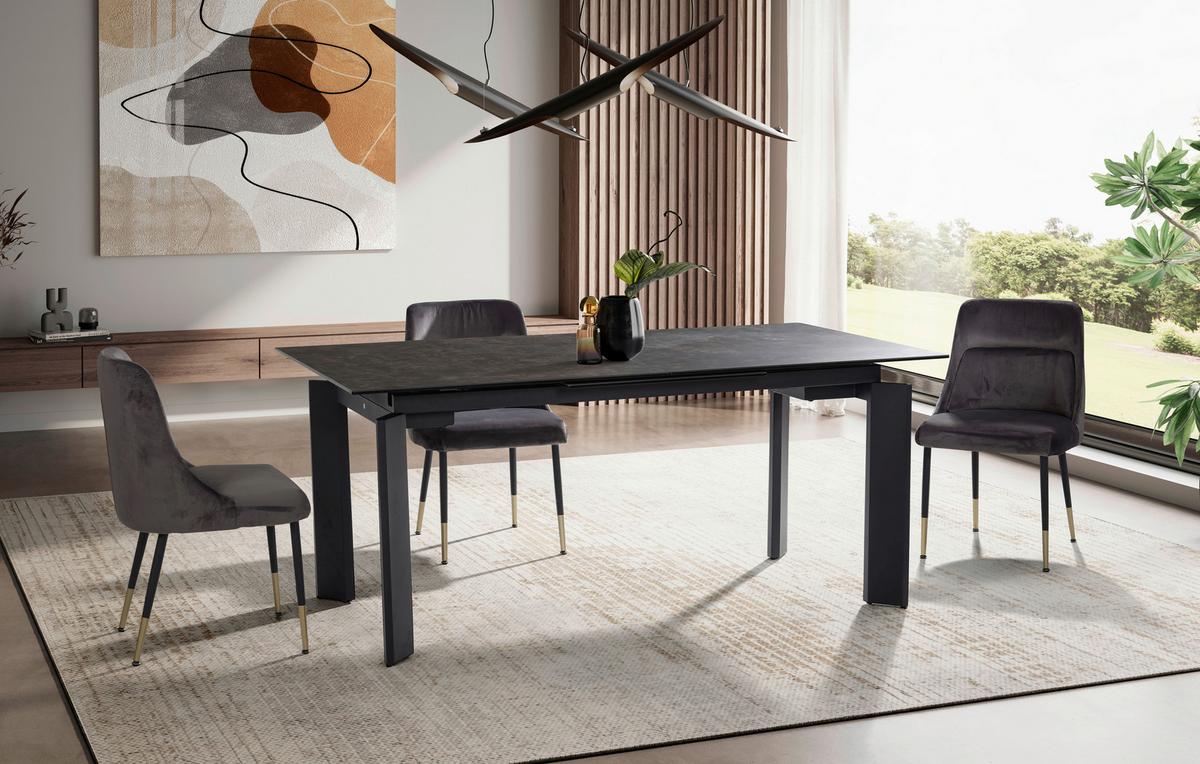 Esstisch Schwarz, L: 180 cm - Schwarz, Design, Keramik/Metall (180/95/77cm) - MID.YOU
