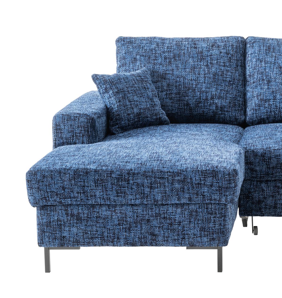 Eckschlafsofa Zona, Blau S: 143x237 Cm - Blau/Schwarz, KONVENTIONELL, Textil (143/237cm) - Livetastic
