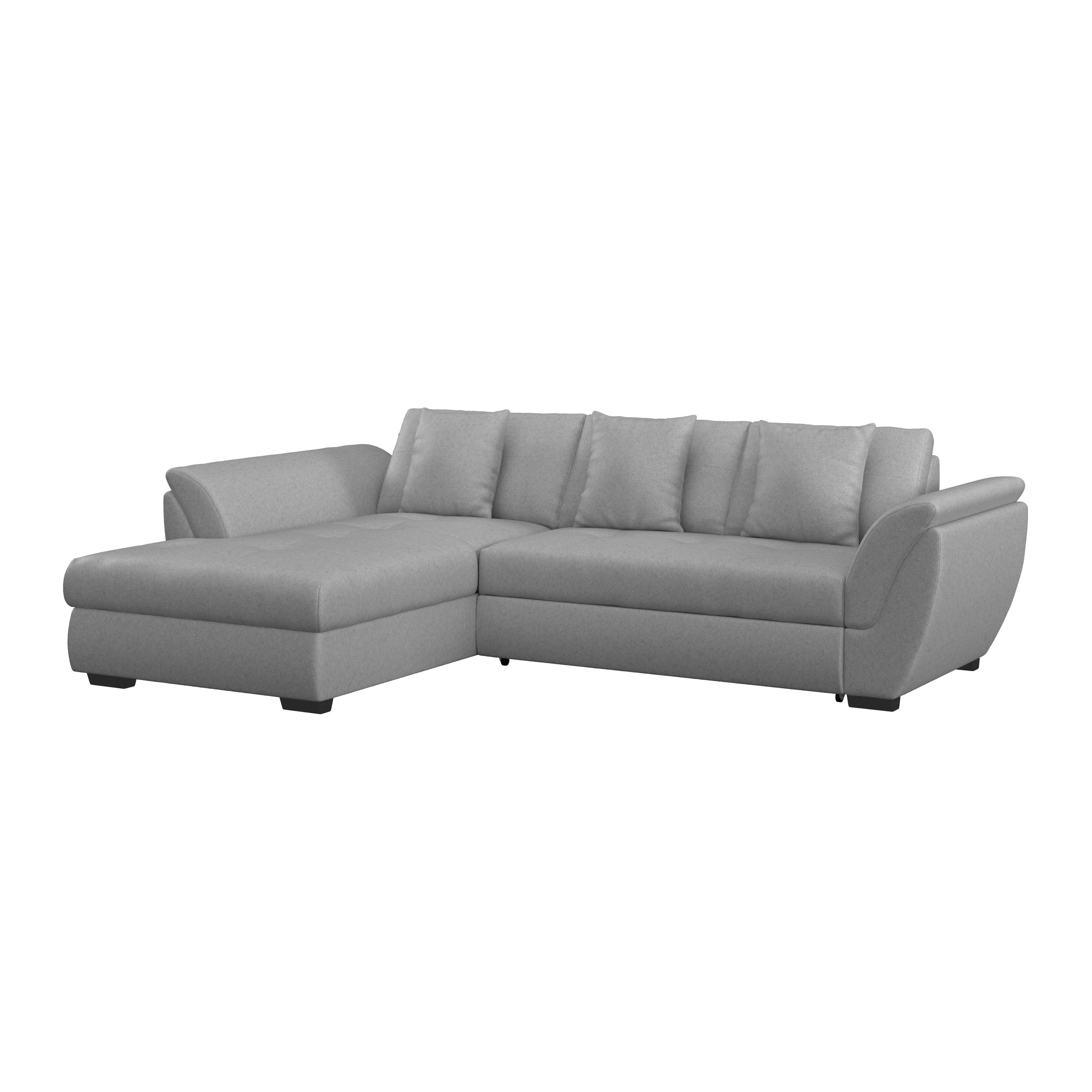 Ecksofa mit Schlaffunktion und Bettkasten Berisso Webstoff - Schwarz/Grau, Design, Textil (187/278cm) - Ondega