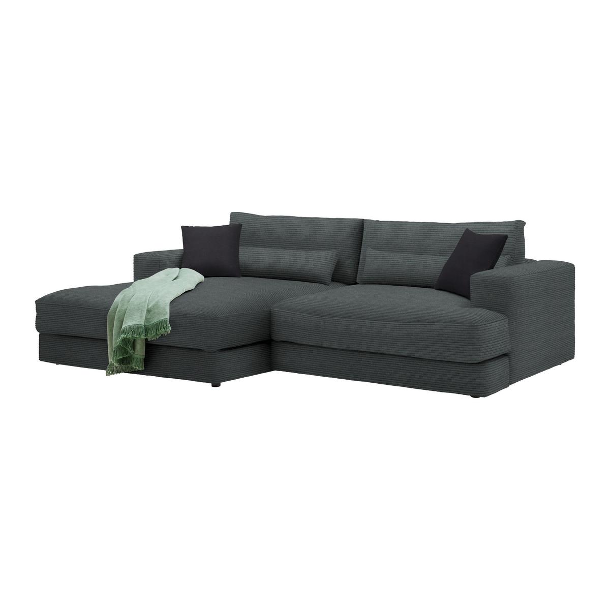 Rohová sedačka FABIONA, ľavá, grafitový menč. / grafitová - čierna/grafitová, Modern, drevo/plast (194/268cm) - Premium Living