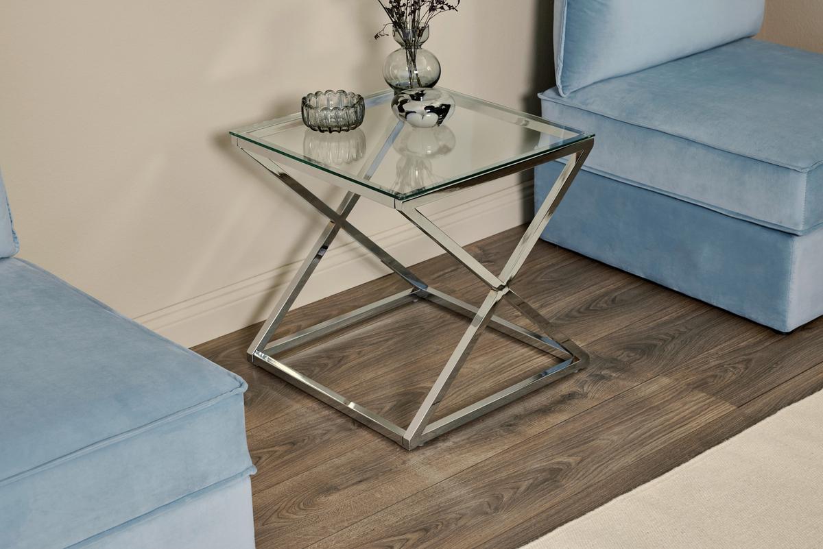 Beistelltisch Xtra By Side - Chromfarben, MODERN, Glas/Metall (50/50/50cm) - Livetastic
