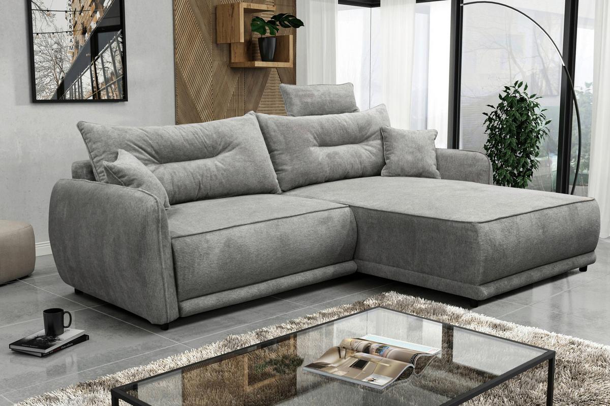 Ecksofa Fresh Grau 264x195 cm - Beige/Schwarz, Design, Textil (264/195cm) - MID.YOU