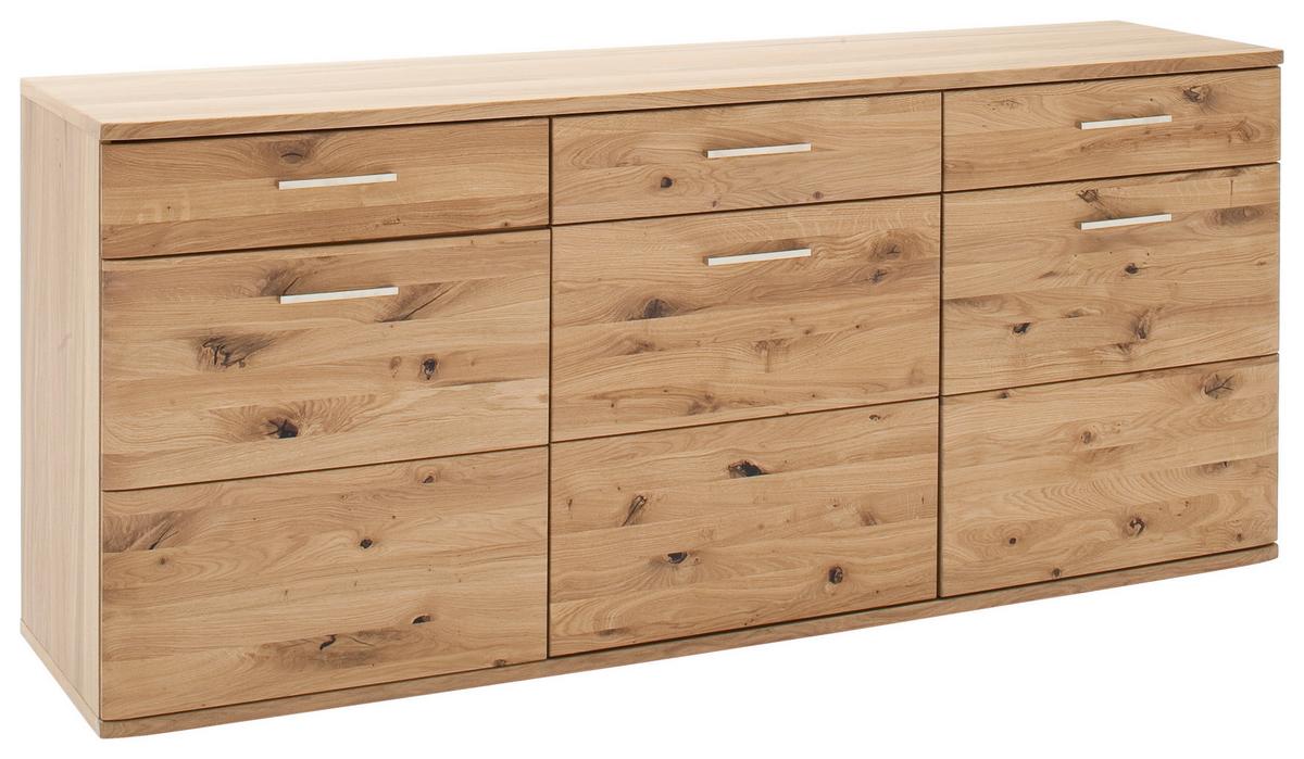 Sideboard Santori Eiche teilmassiv - Eichefarben/Schwarz, Design, Holz/Holzwerkstoff (180/78/44cm) - Livetastic