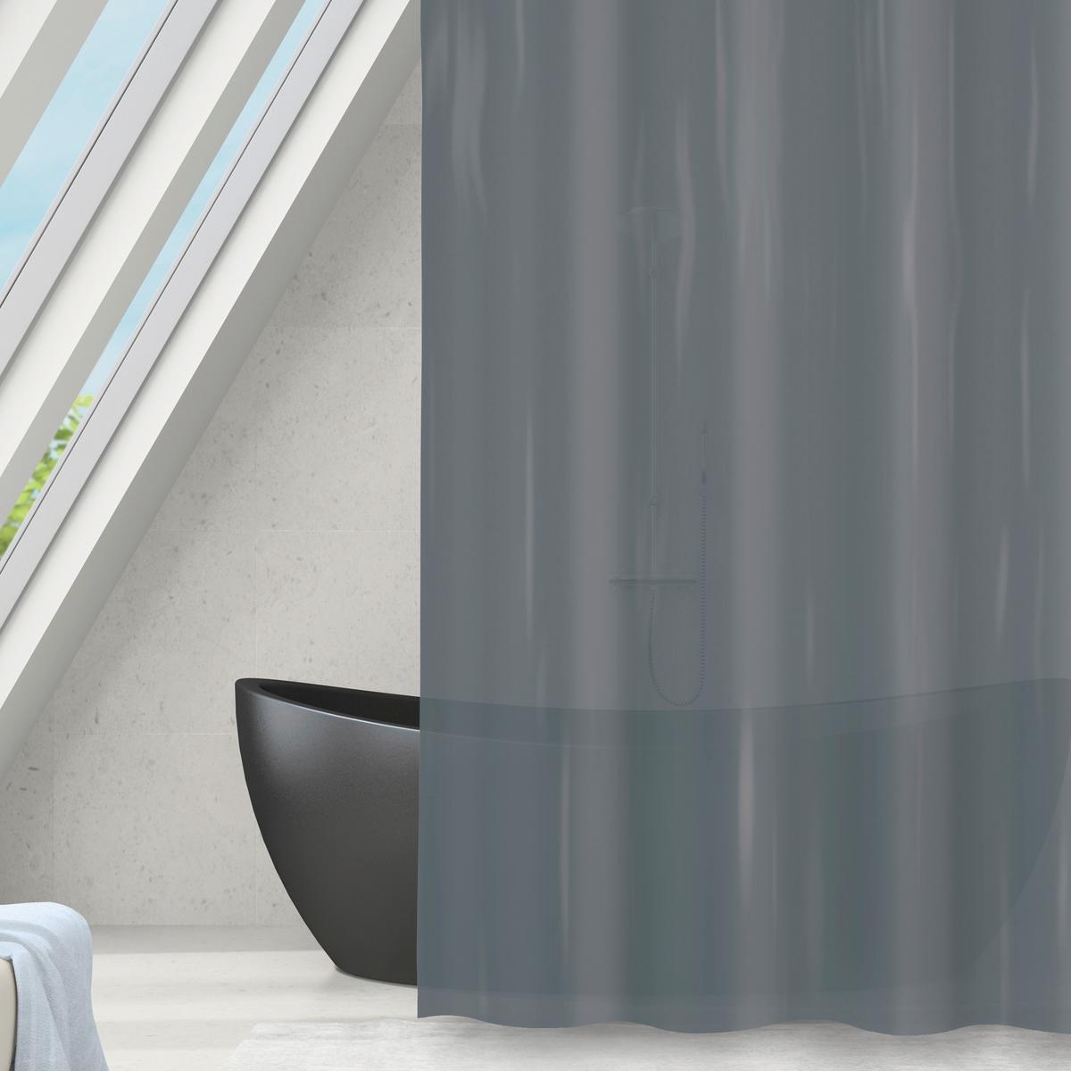 Duschvorhang Romana 100% Polyester, ca. 180x180 cm - Grau, Basics, Textil (180/180cm) - MSV