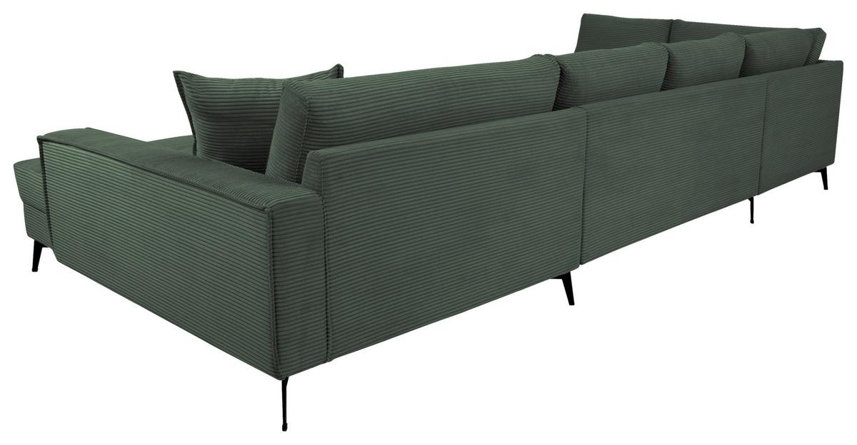 Wohnlandschaft Zero D-Grün U-Form 195x362x173cm - Dunkelgrün/Schwarz, Trend, Textil (195/362/173cm)