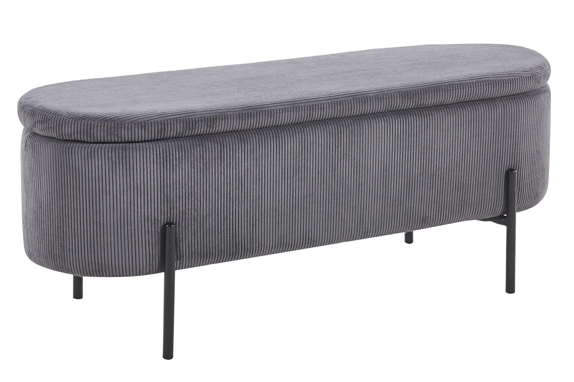 Hockerbank Grau B: 110 Cm - Schwarz/Grau, MODERN, Textil (110/44/40cm) - Livetastic