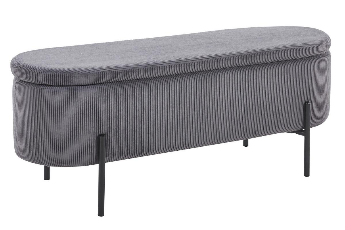 Hockerbank Grau B: 110 Cm - Schwarz/Grau, MODERN, Textil (110/44/40cm) - Livetastic