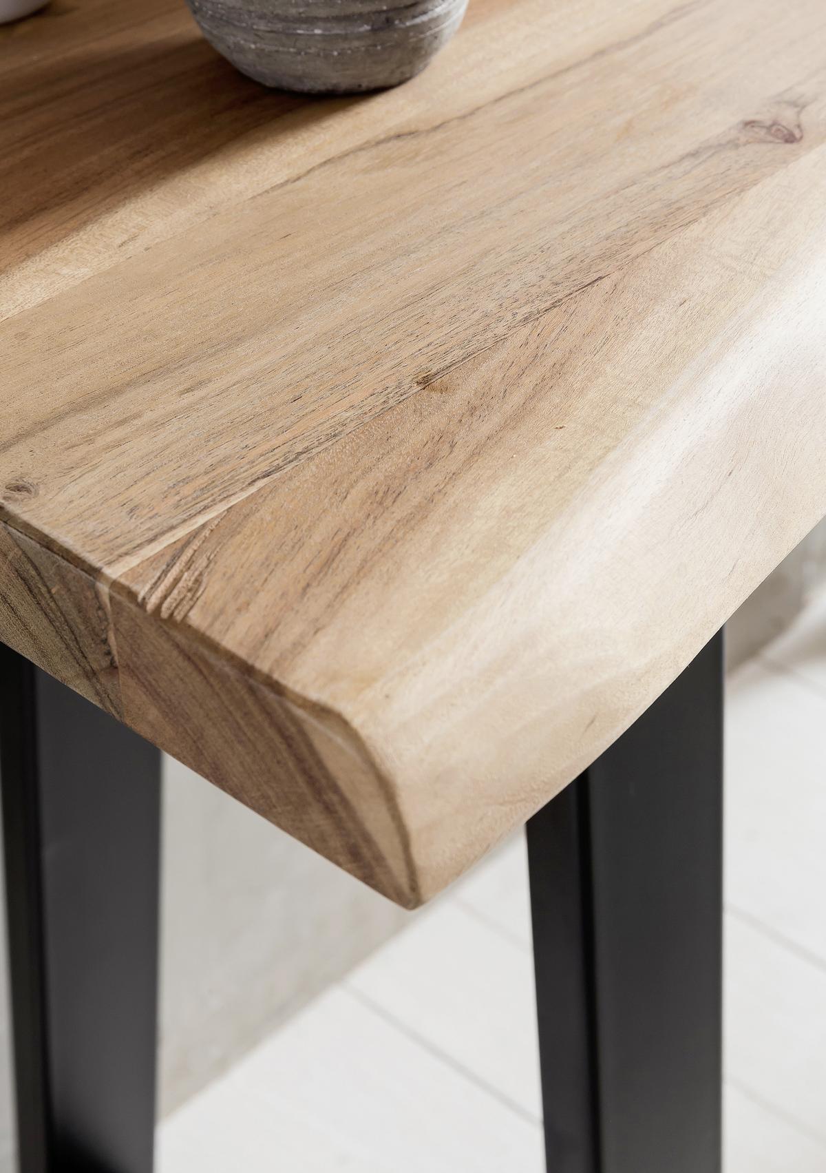 Stolík z masívneho dreva Gaya š: 120cm - čierna/farba akácie, Design, kov/drevo (120/45/75cm) - MID.YOU