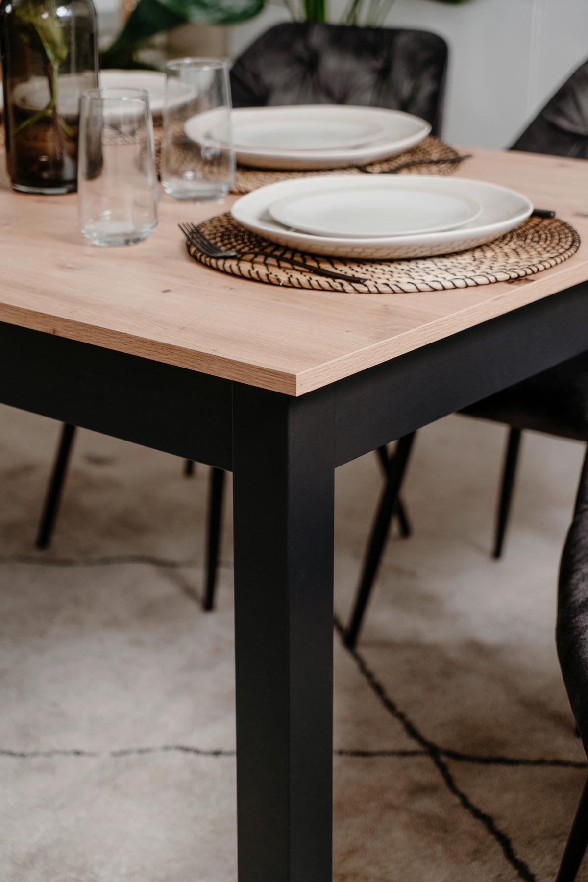 Esstisch Ausziehbar Coburg 120-160x70x76,5 Cm Schwarz - Schwarz/Eiche Artisan, Basics, Holzwerkstoff (120/70/76,5cm) - MID.YOU