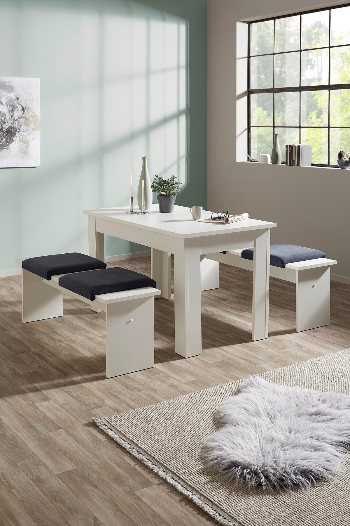Essgruppe Paris Pan 01 3-Teilig Dekor Weiß - Weiß, KONVENTIONELL, Holzwerkstoff (137/77/75cm)