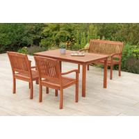 Gartentischgruppe Maracaibo 4 -Teilig. Naturfarben - Eukalyptusholzfarben, KONVENTIONELL, Holz - Gardenson