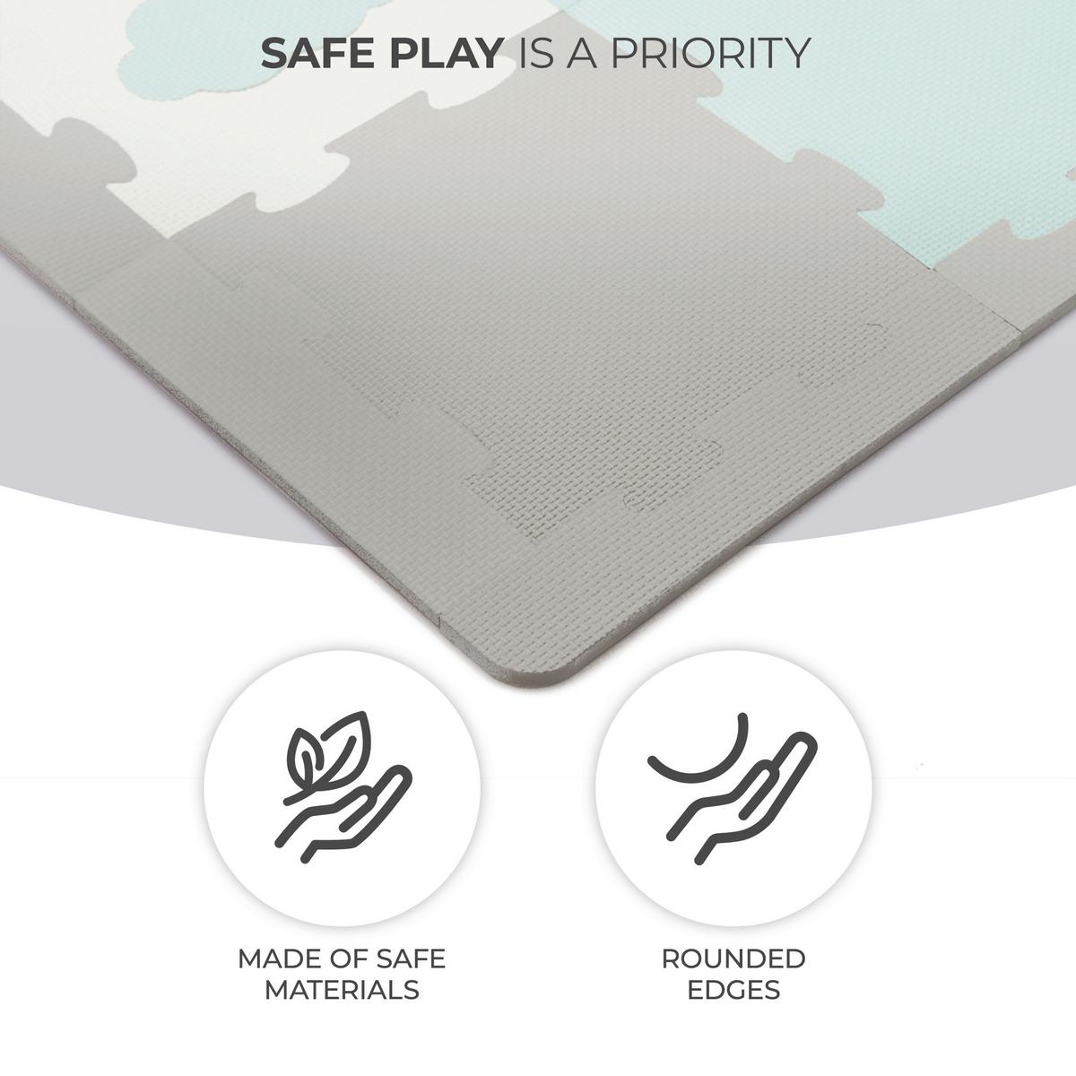 Bodenpzuzzle Luno Shapes Mint, B/H/T: 165x1,2x185cm - Weiß/Grau, Basics (165/1.2/185cm) - Kinderkraft